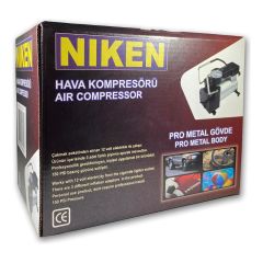 Niken Metal Gövdeli Gri Mini Oto Araç Hava Kompresörü 12V