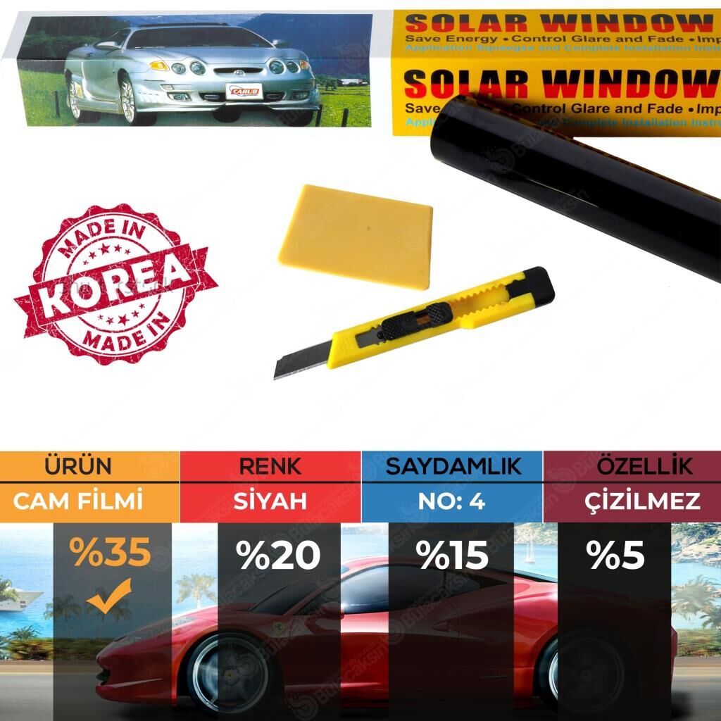 Çizilmez Oto Cam Filmi 50Cm X 6M Açık Siyah - Light Black %35