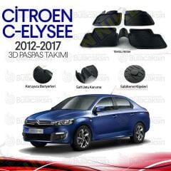 Citroen C-Elysee 2012 - 2017 3D Havuzlu Oto Paspas Takımı