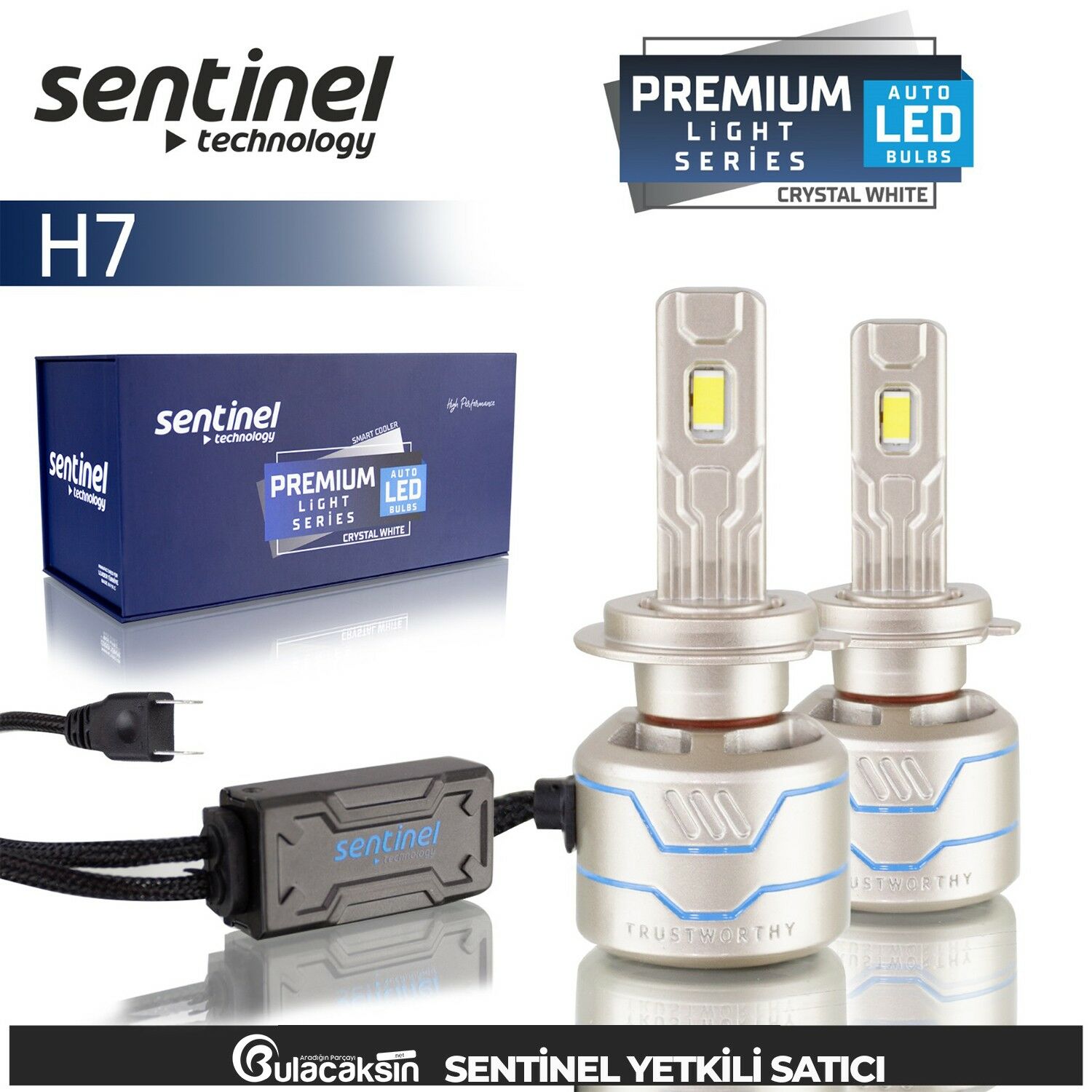 Sentinel Premium H7 Beyaz Led Xenon Ampül Seti 85W 14000 Lumen
