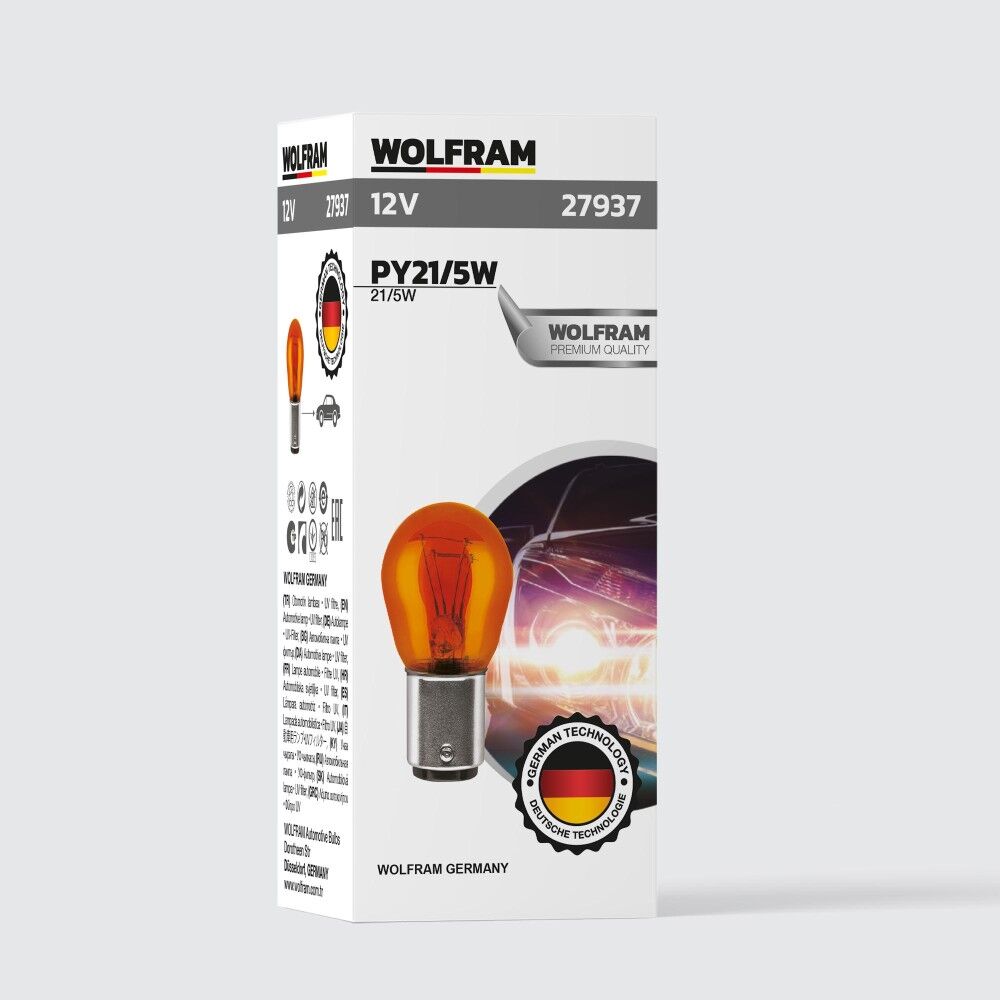 Wolfram PY21/5W Ampul 1016 Sarı 12V 21/5W 10 ADET