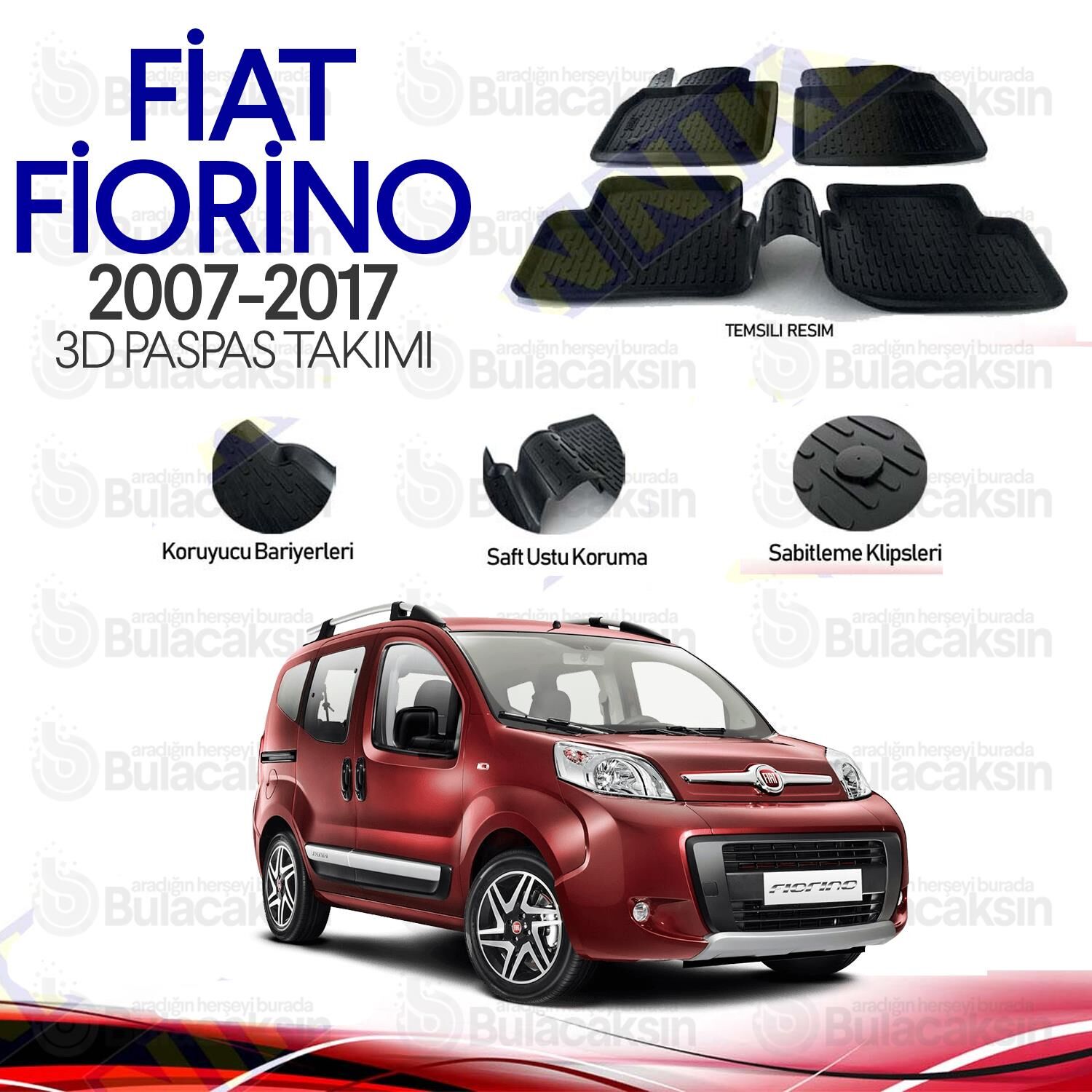 Fiat Fiorino 2007 - 2017 3D Havuzlu Oto Paspas Takımı