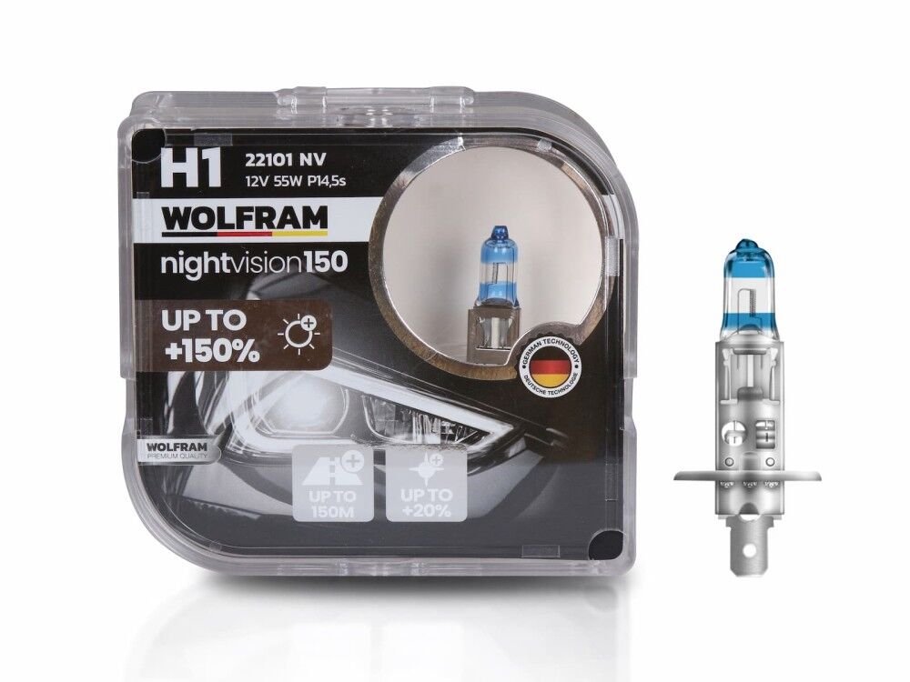 Wolfram H1 Ampul NV +%150 Fazla Işık ve %20 Beyaz Işık 12V 55W