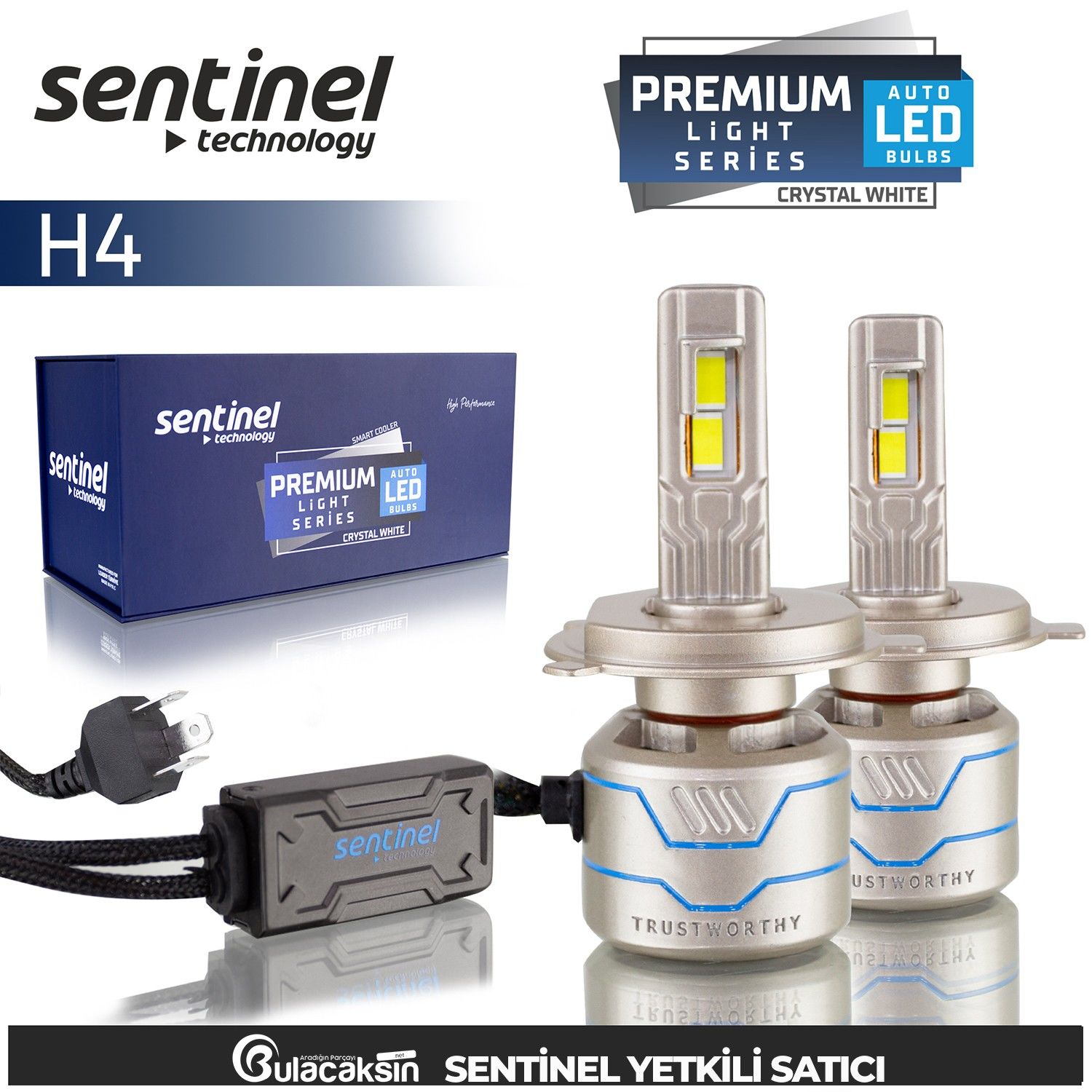 Sentinel Premium H4 Beyaz Led Xenon Ampül Seti 85W 14000 Lumen