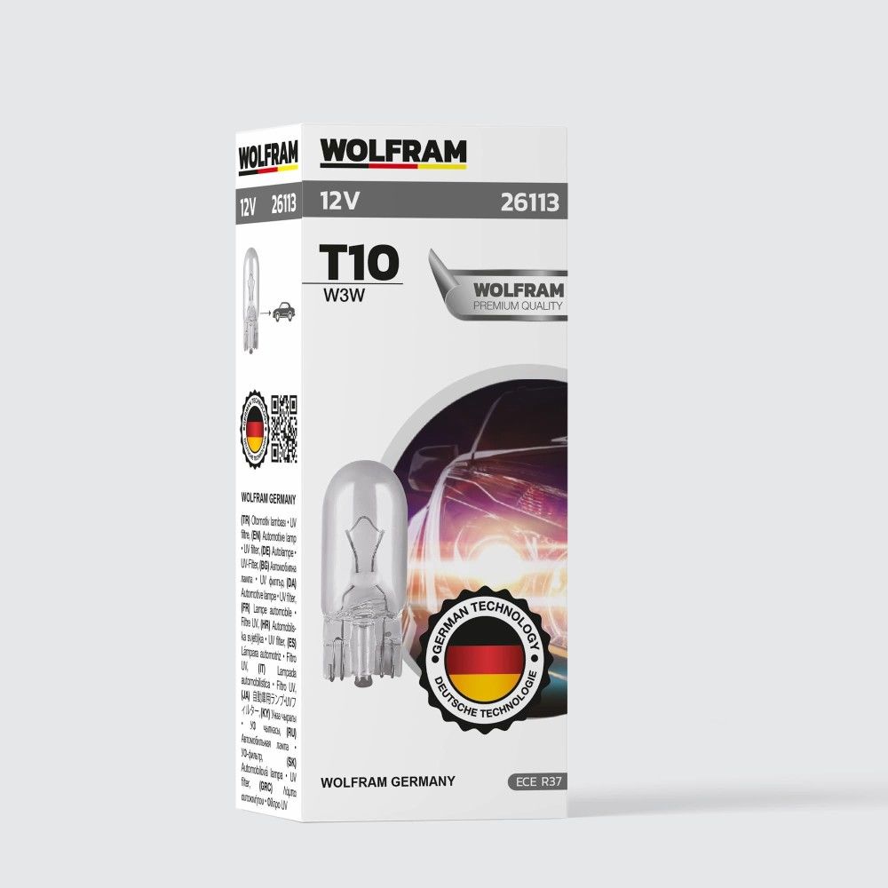 Wolfram T10 Ampul T10 Orta Dipsiz Ampul 12V 3W 10 ADET