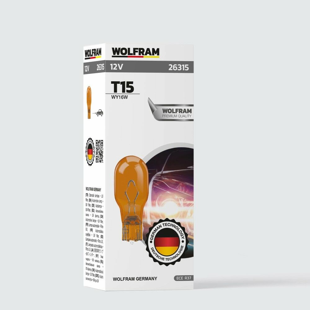 Wolfram T15 Ampul T15 Büyük Dipsiz Sarı Ampul 12V 16W 10 ADET