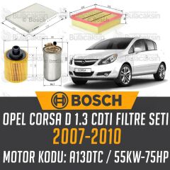 Opel Corsa D 1.3 CDTI 2007 - 2010 Bosch Filtre Bakım Seti