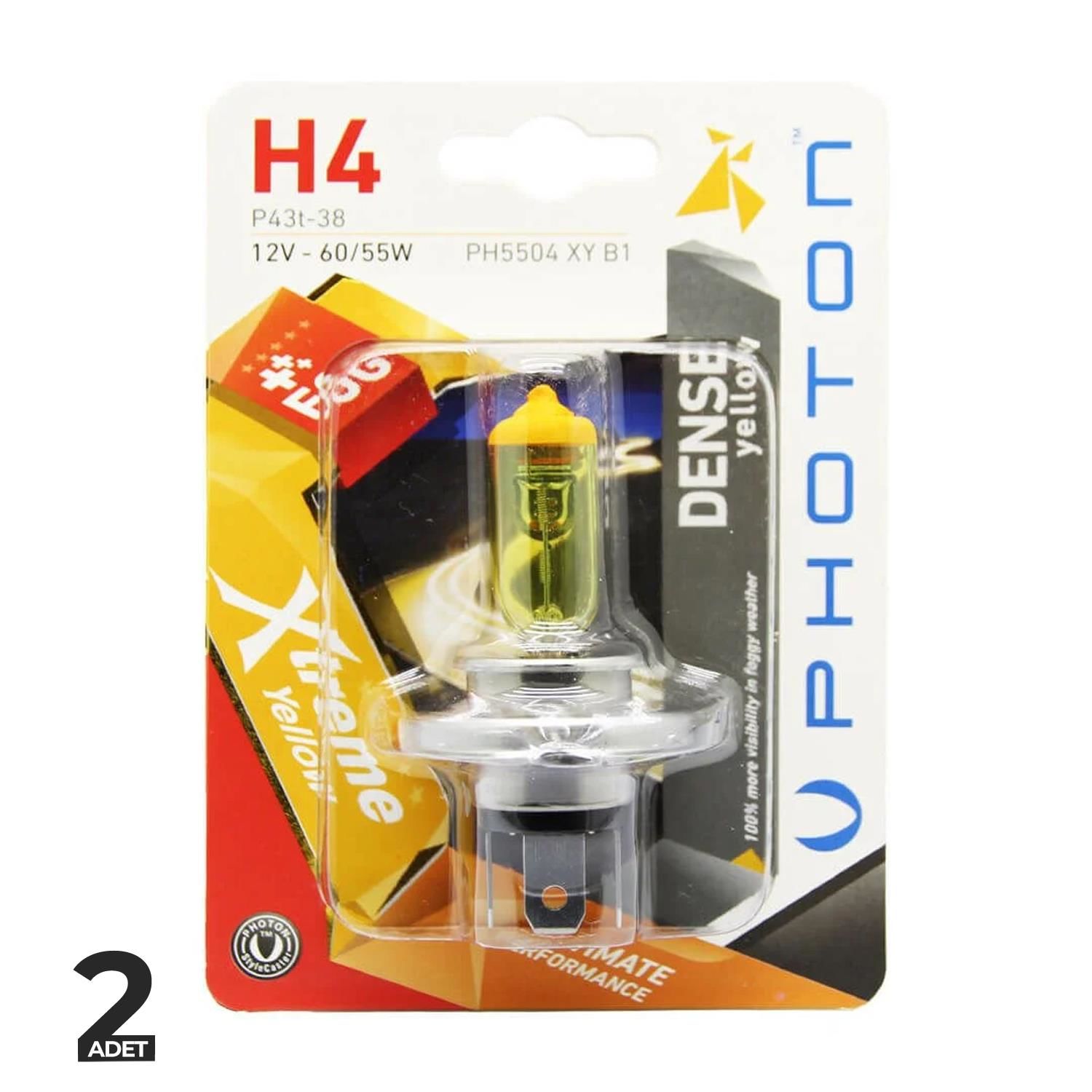 Photon Xtreme Yellow 12V 60/55W Sarı Işık H4 2 ADET