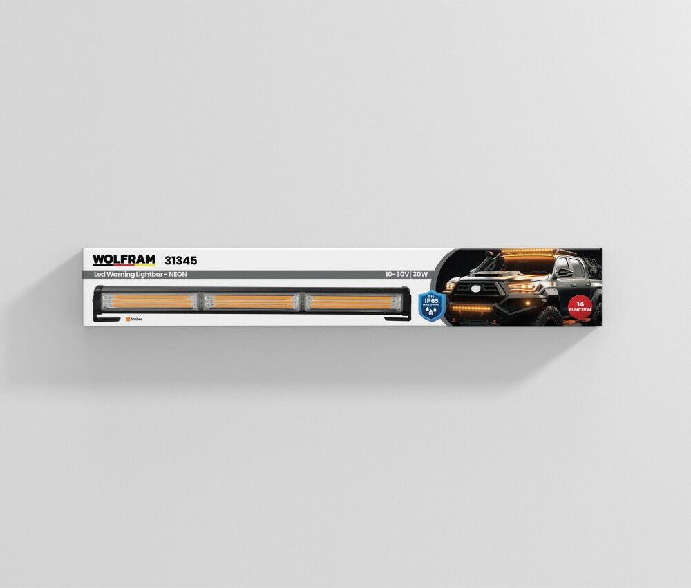 Wolfram Led İkaz Lambası NEON 14 Fonksiyon 45 cm 10/30V E-Belgeli 30W