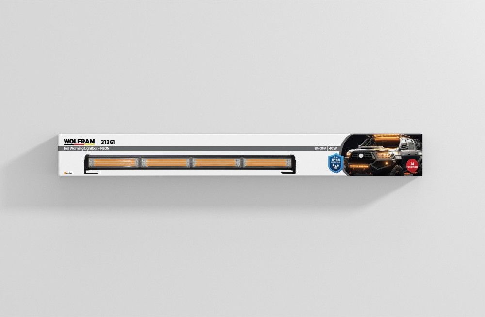 Wolfram Led İkaz Lambası NEON 14 Fonksiyon 61 cm 10/30V E-Belgeli 40W
