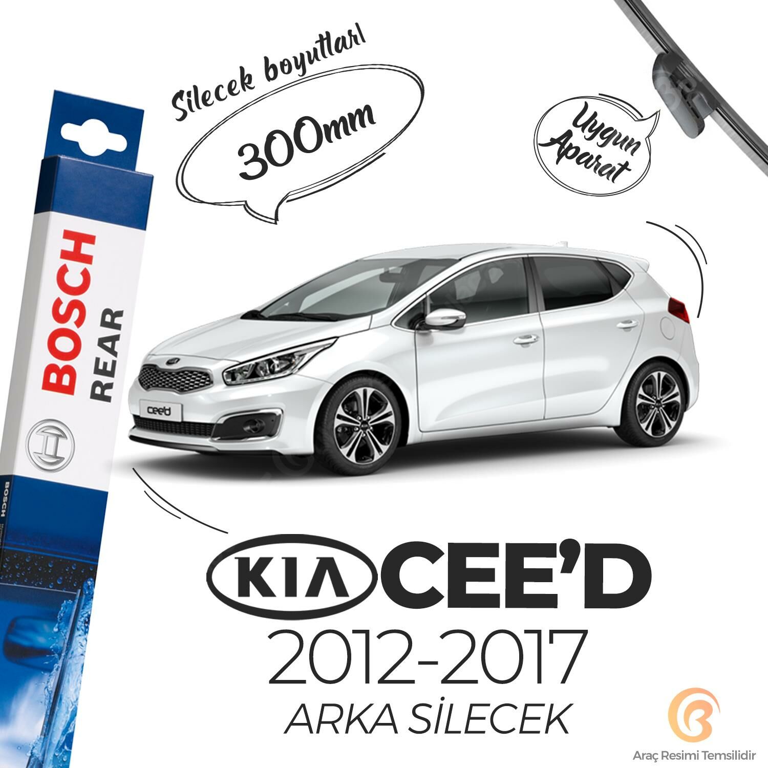 Bosch Rear Arka Silecek Kia Ceed 2012-2017 ile uyumlu