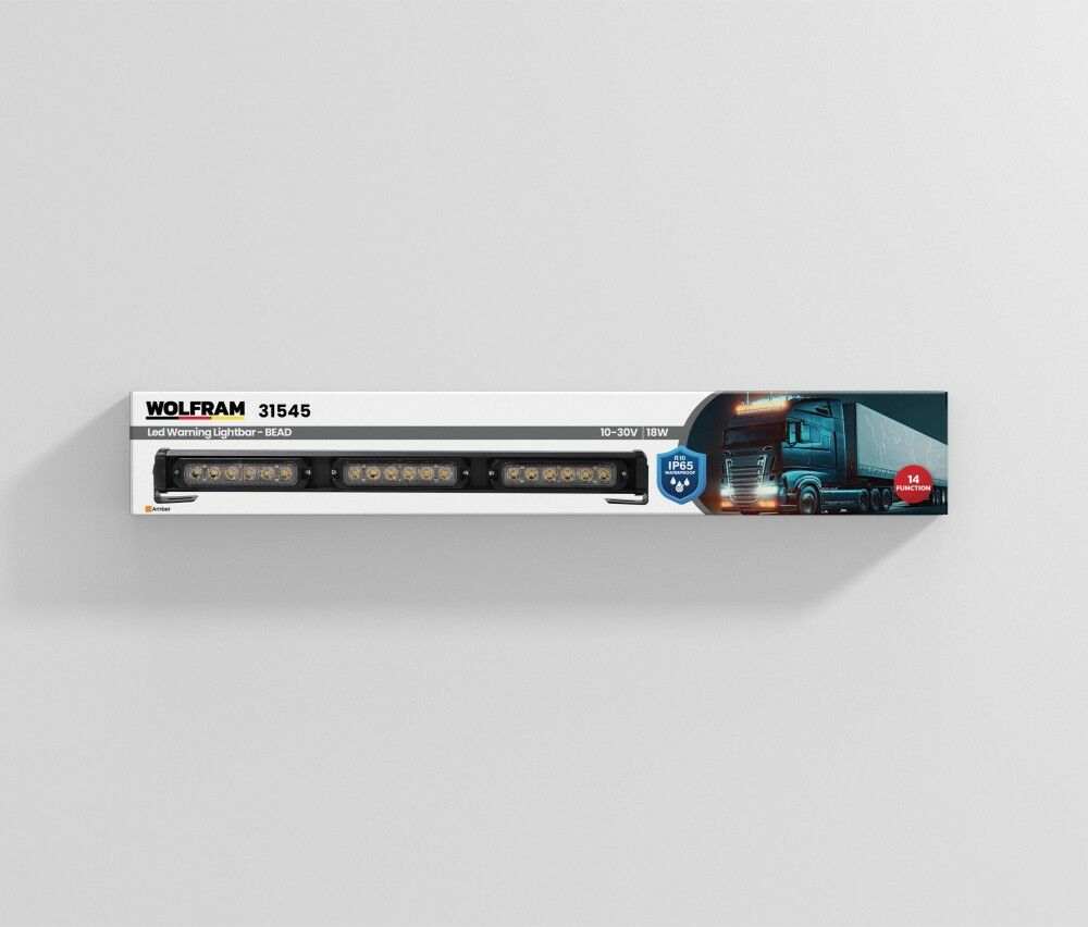 Wolfram Led İkaz Lambası Yuvarlak Modül 14 Fonksiyon 45 cm 10/30V E-Belgeli 18W
