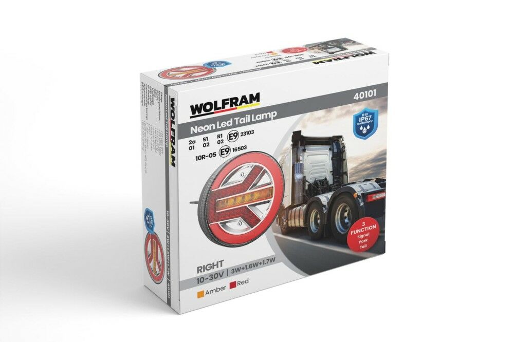 Wolfram Led Yuvarlak 3 Fonksiyonlu Stop-Sinyal-Park Lambası 10-30V E9 Belgeli Sağ