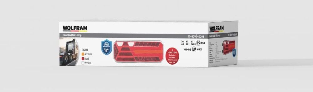 Wolfram Led Dikdörtgen 6 Fonksiyonlu Stop-Sinyal-Park-Geri Vistes 10-30V Sağ E9 Belgeli