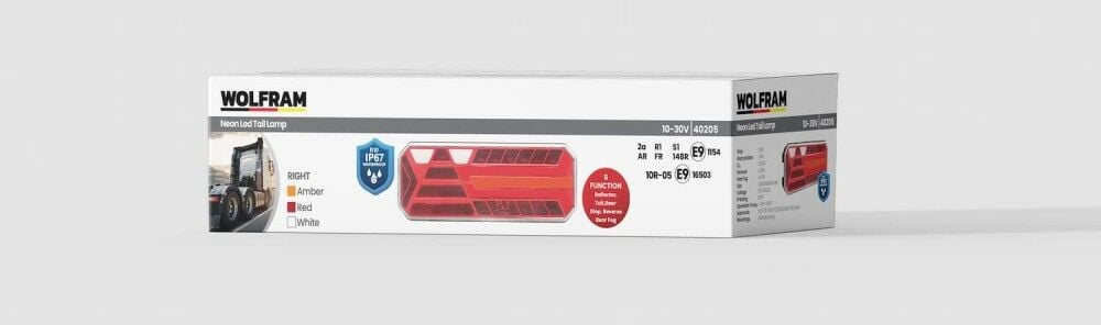Wolfram Led Dikdörtgen 6 Fonksiyonlu Stop-Sinyal-Park-Geri Vistes 10-30V Sağ E9 Belgeli