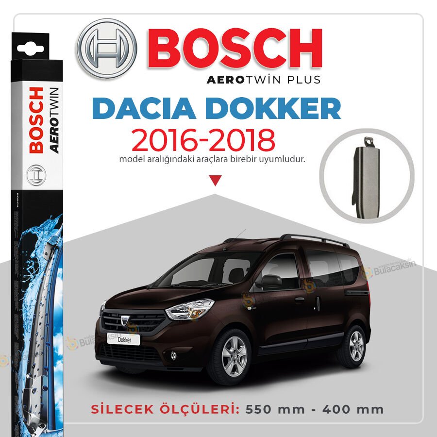 Bosch Aerotwin Muz Silecek Takımı Dacia Dokker 2016-2018 ile uyumlu