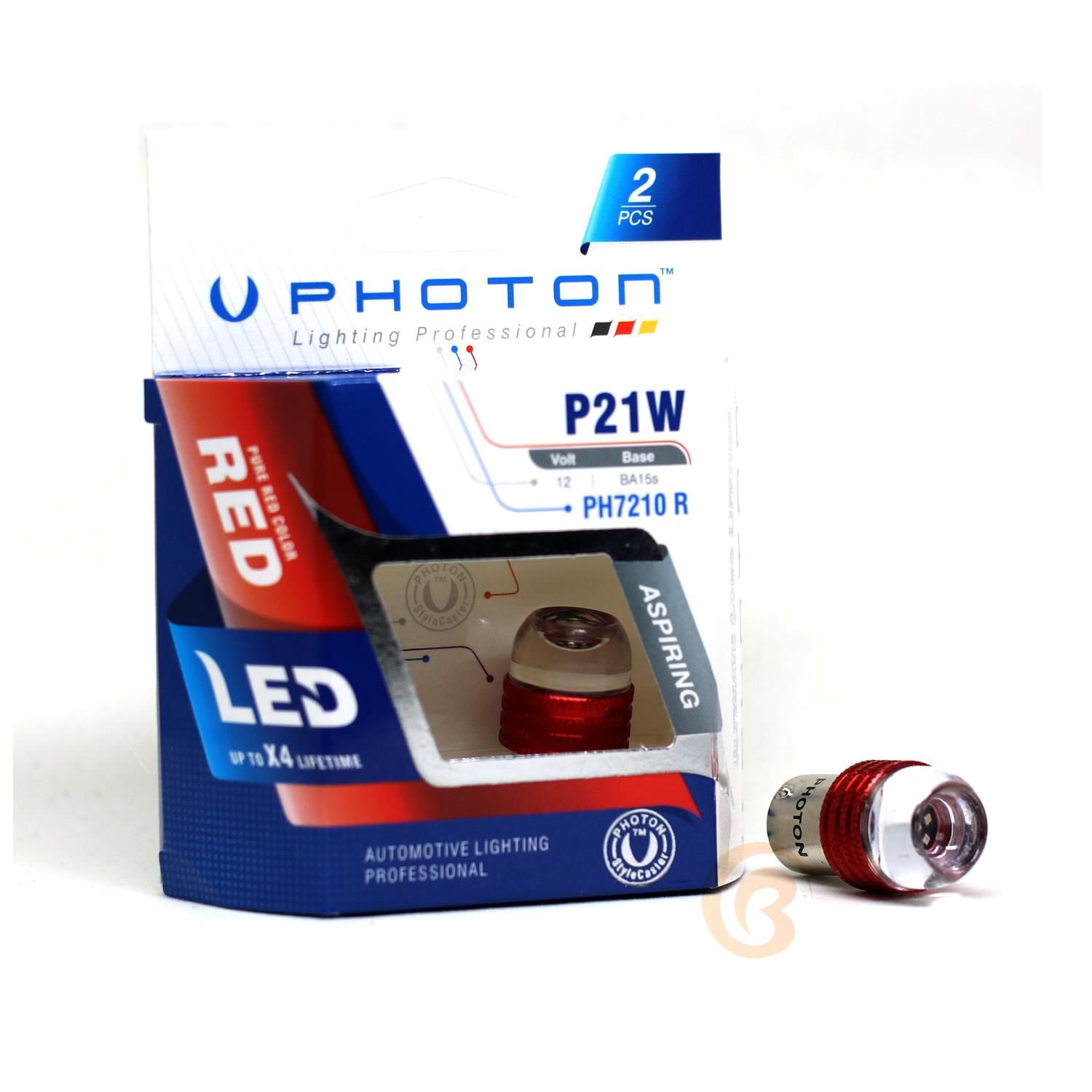 Photon PH7210R Mercekli Led Ampul 12v BA15S 5Led 21w Kırmızı