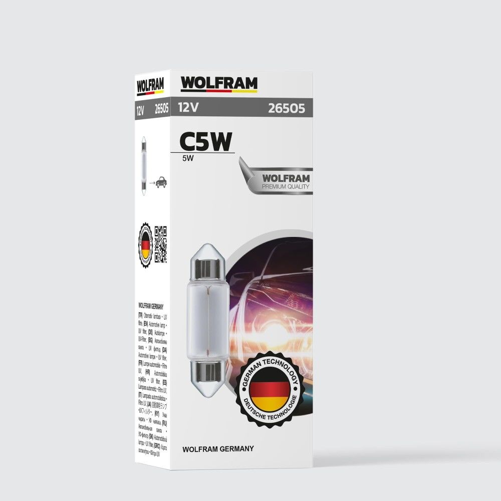 Wolfram CW5 Ampul Sofit Ampul Orta Boy 36 mm 12V 5W