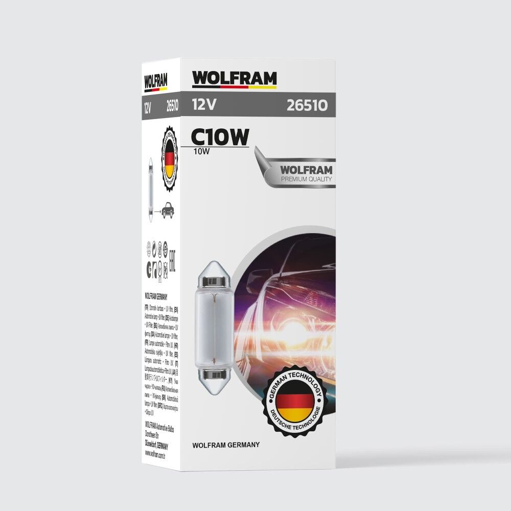 Wolfram CW10 Ampul Sofit Ampul Uzun Boy 41 mm 12V 10W