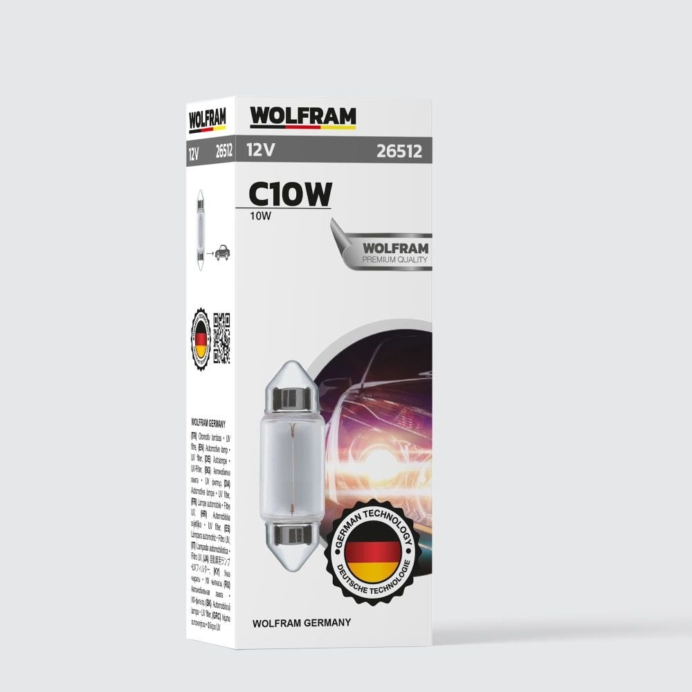 Wolfram CW10 Ampul Sofit Ampul Kısa Japon 31 mm 12V 10W