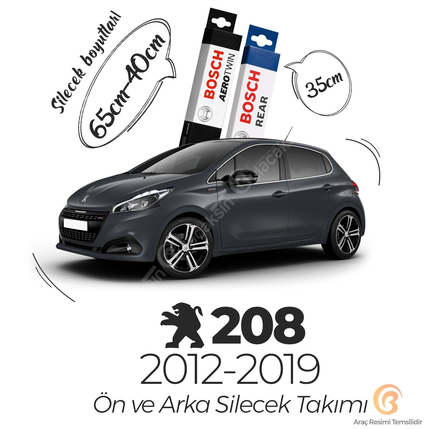 Bosch Aerotwin Muz Silecek Takımı Peugeot 208 2012-2019 ile uyumlu