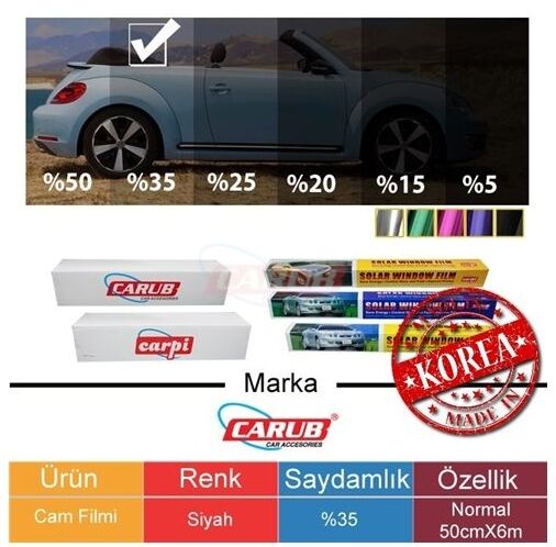 Oto Cam Filmi 50Cm X 6M Açık Siyah - Light Black %35