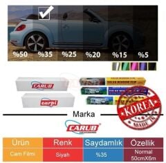Oto Cam Filmi 50Cm X 6M Açık Siyah - Light Black %35