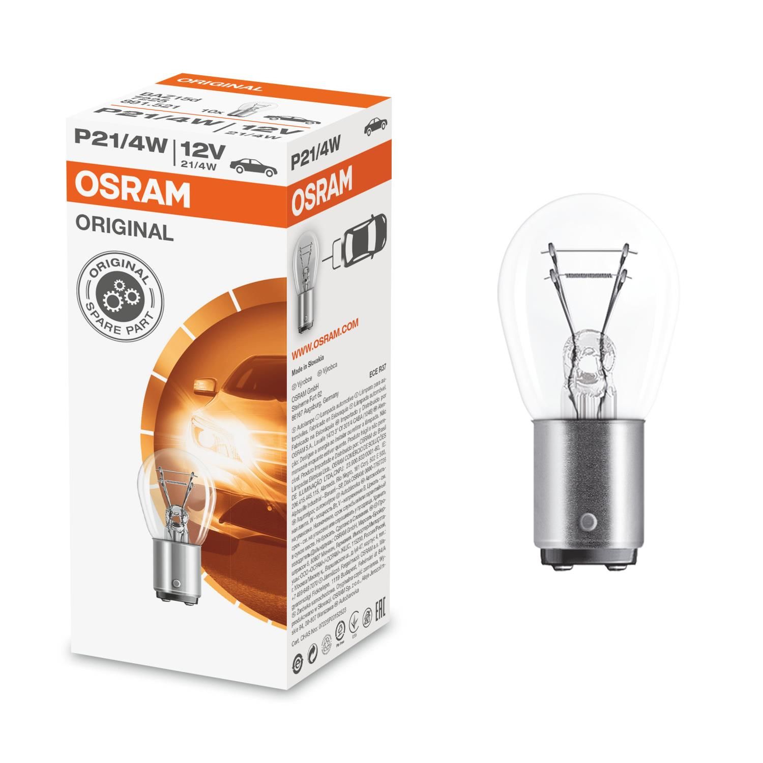 Osram Ampul 12V 1016 Stop 21/4W Yakın Tırnak Çift Duy 10 ADET