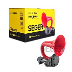 SEGER 80JH Tek Boynuz Havalı Korna 24V (Unıchorn), Kırmızı Plastik Borulu