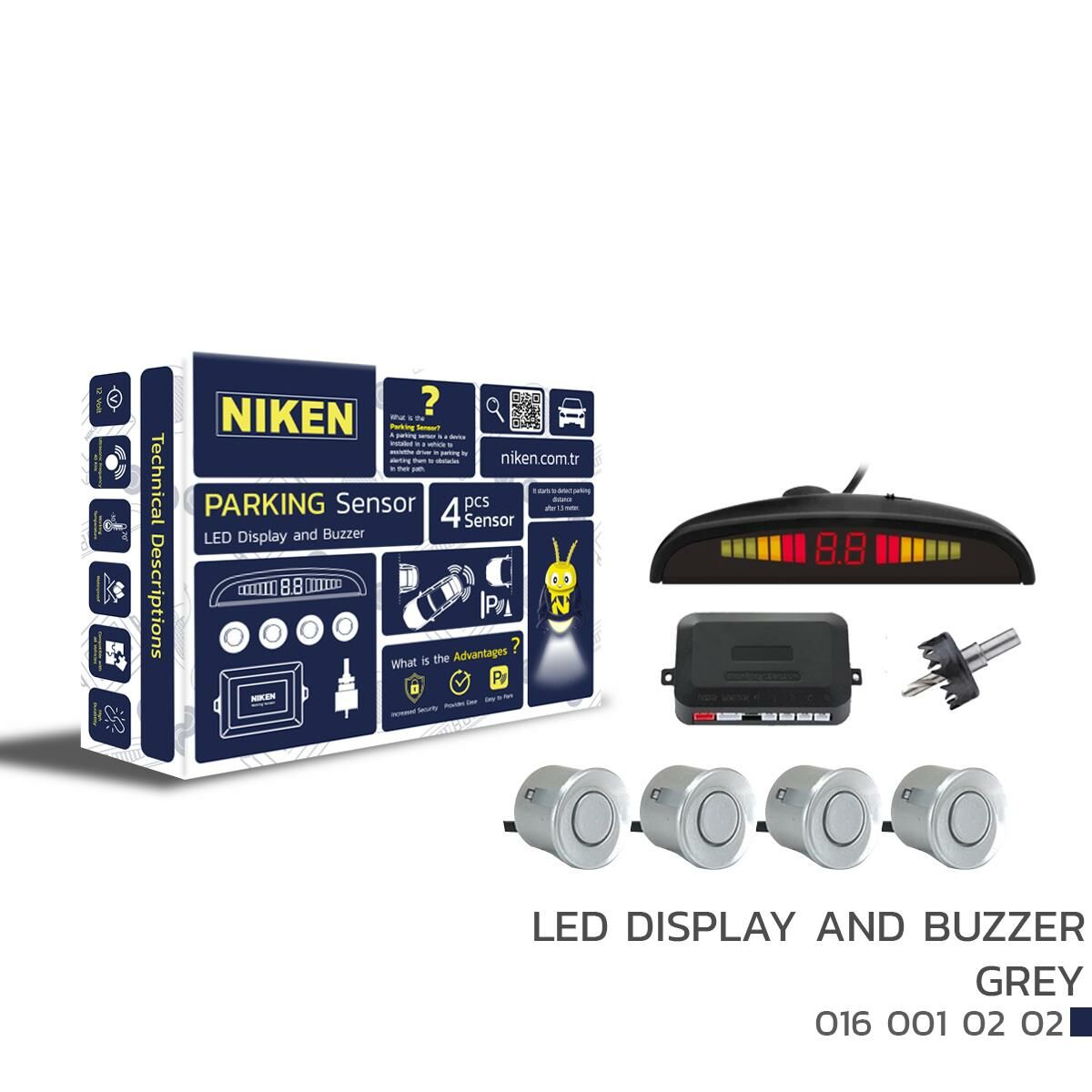 Niken Park Sensörü Ekranlı Ses İkazlı 22mm Gri