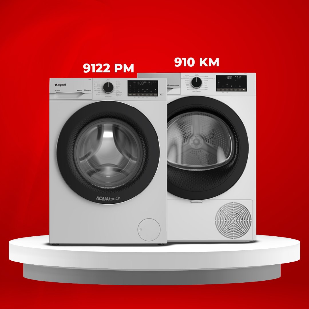 Arçelik Çamaşır & Kurutma Makinesi Paketi (9122 PM - 910 KM)