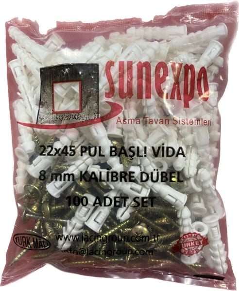 22X45 Vida 8 mm Dübel Seti 1000 Adet