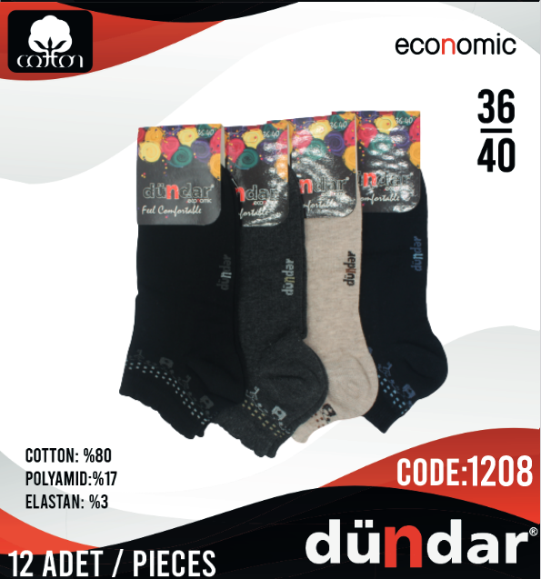 Dündar Lycra Patik Çorap 12 Adet