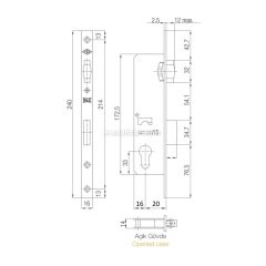 Kale PVC Doğrama için Silindirli Makaralı Kapı Kilidi 20 mm 155 P
