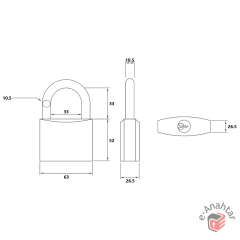 Yuma Döküm Asma Kilit 60 mm Gri YM-1063