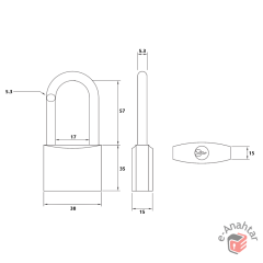 Yuma Döküm Uzun Kancalı Asma Kilit 40 mm Gri YM-1038L