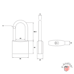 Yuma Döküm Uzun Kancalı Asma Kilit 50 mm Gri YM-1050L