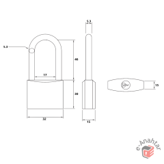 Yuma Döküm Uzun Kancalı Asma Kilit 30 mm Gri YM-1032L