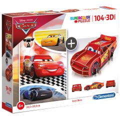 Clementoni 104 Parça Puzzle + 3D Model Cars