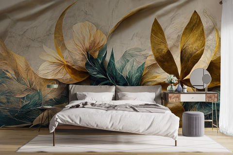 Renkli Soyut Çiçekler Yatak Odası Duvar Kağıdı