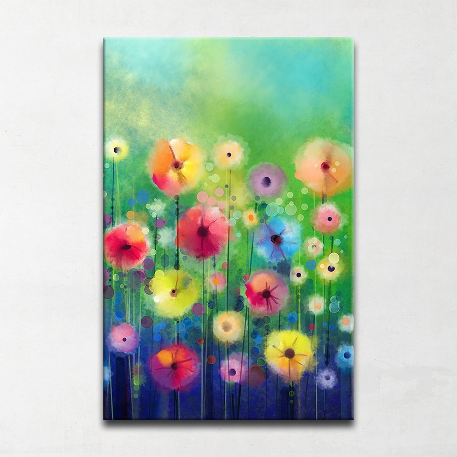 Renkli Çiçekler Kanvas Tablo 60x90 Cm.
