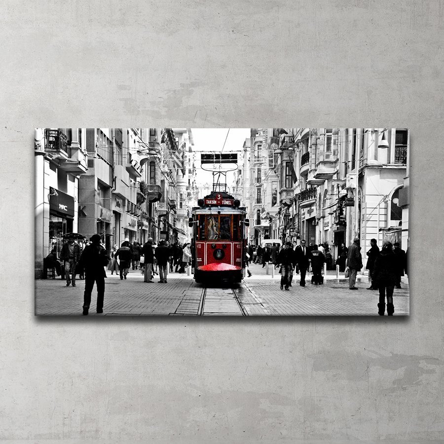 Taksim Tramvay Kanvas Tablo 50x100 Cm.