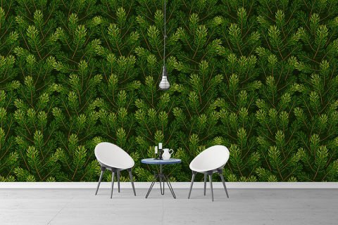 Çam Ormanı Yeşil Yapraklı Duvar Kağıdı