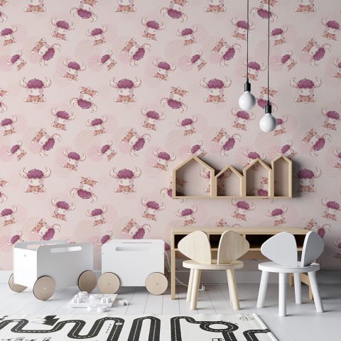 Sevimli Bizonlar Çocuk Odası Duvar Kağıdı