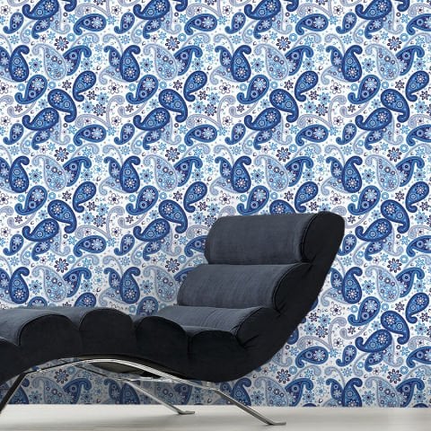 Oryantal Sanatı Mavi Desenli Duvar Kağıdı