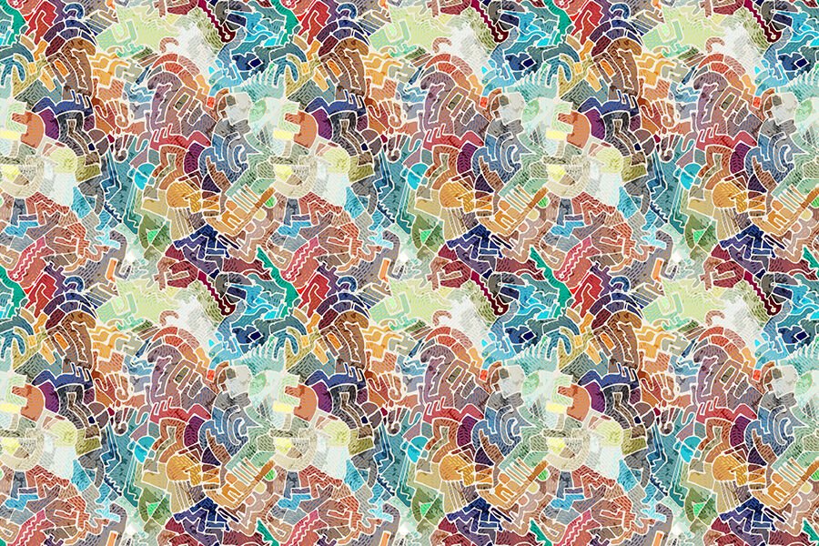 Soyut Pastel Tonlarda Mozaik Desenli Duvar Kağıdı