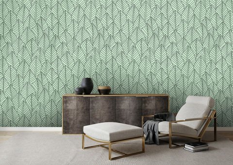 Zarif Yaprak Desenli Elegant Yatak Odası Duvar Kağıdı