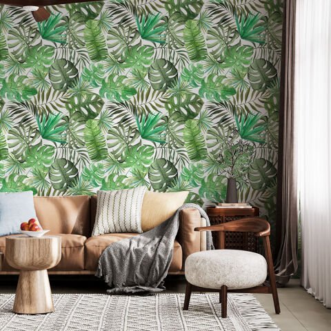 Tropikal Palmiye Yaprakları Duvar Kağıdı
