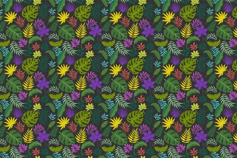 Tropikal Palmiye ve Muz Yaprakları Duvar Kağıdı