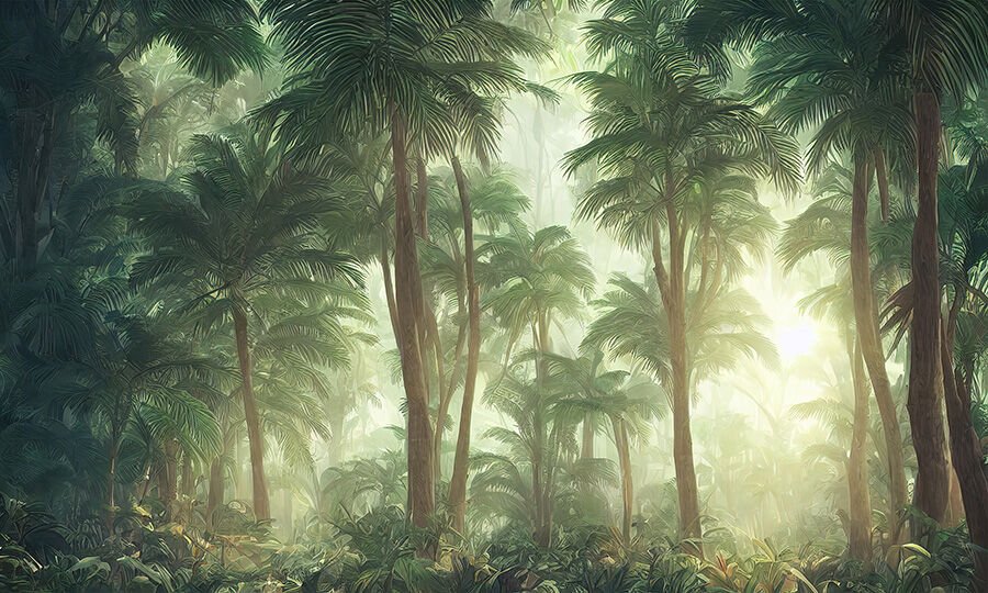 Palmiye Ağaçları Orman Salon Mutfak Duvar Kağıdı
